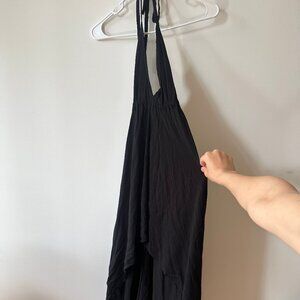 Light Black Beach Backless Summer Dress, XS